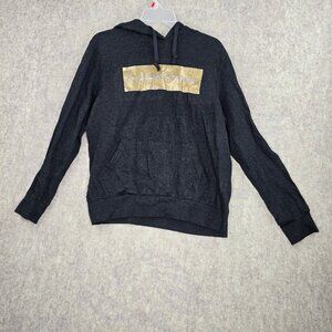 Realtree Ladies Fleece Hoodie Charcoal Heather Gold Graphic Medium Cotton Blend